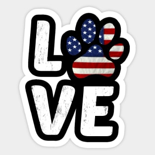 Patriotic American Flag Dog Love Sticker